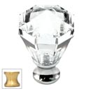 Cal Crystal [M13-27-US4] Crystal Cabinet Knob - Clear - Octagonal - Medium - Satin Brass Stem - 1 1/16" Dia.