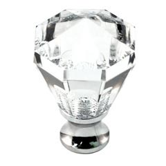 Cal Crystal [M13-27-US5] Crystal Cabinet Knob - Clear - Octagonal - Medium - Antique Brass Stem - 1 1/16" Dia.