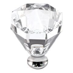 Cal Crystal [M13-32-US14] Crystal Cabinet Knob - Clear - Octagonal - Large - Polished Nickel Stem - 1 1/4&quot; Dia.