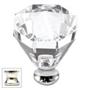 Cal Crystal [M13-32-US14] Crystal Cabinet Knob - Clear - Octagonal - Large - Polished Nickel Stem - 1 1/4" Dia.
