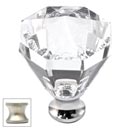 Cal Crystal [M13-32-US15] Crystal Cabinet Knob - Clear - Octagonal - Large - Satin Nickel Stem - 1 1/4" Dia.