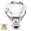 Cal Crystal [M13-32-US3] Crystal Cabinet Knob - Clear - Octagonal - Large - Polished Brass Stem - 1 1/4" Dia.