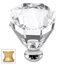 Cal Crystal [M13-32-US4] Crystal Cabinet Knob - Clear - Octagonal - Large - Satin Brass Stem - 1 1/4" Dia.