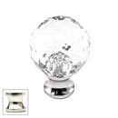 Cal Crystal [M25-US14] Crystal Cabinet Knob - Clear - Cut Globe - Small - Polished Nickel Stem - 1" Dia.