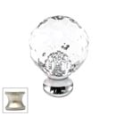 Cal Crystal [M25-US15] Crystal Cabinet Knob - Clear - Cut Globe - Small - Satin Nickel Stem - 1&quot; Dia.