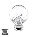 Cal Crystal [M25-US15A] Crystal Cabinet Knob - Clear - Cut Globe - Small - Pewter Stem - 1" Dia.