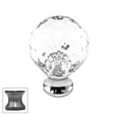 Cal Crystal [M25-US15A] Crystal Cabinet Knob - Clear - Cut Globe - Small - Pewter Stem - 1&quot; Dia.