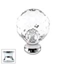 Cal Crystal [M25-US26] Crystal Cabinet Knob - Clear - Cut Globe - Small - Polished Chrome Stem - 1&quot; Dia.