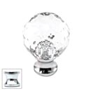 Cal Crystal [M25-US26] Crystal Cabinet Knob - Clear - Cut Globe - Small - Polished Chrome Stem - 1" Dia.