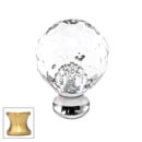Cal Crystal [M25-US4] Crystal Cabinet Knob - Clear - Cut Globe - Small - Satin Brass Stem - 1" Dia.