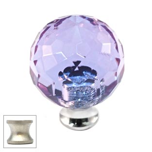 Cal Crystal [M30-ALEX-US15] Crystal Cabinet Knob - Alexandrite - Cut Globe - Medium - Satin Nickel Stem - 1 3/16" Dia.