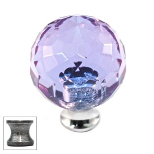 Cal Crystal [M30-ALEX-US15A] Crystal Cabinet Knob - Alexandrite - Cut Globe - Medium - Pewter Stem - 1 3/16" Dia.