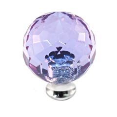 Cal Crystal [M30-ALEX-US4] Crystal Cabinet Knob - Alexandrite - Cut Globe - Medium - Satin Brass Stem - 1 3/16" Dia.