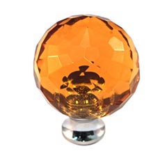 Cal Crystal [M30-AMBER-US10B] Crystal Cabinet Knob - Amber - Cut Globe - Medium - Oil Rubbed Bronze Stem - 1 3/16&quot; Dia.