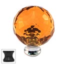 Cal Crystal [M30-AMBER-US10B] Crystal Cabinet Knob - Amber - Cut Globe - Medium - Oil Rubbed Bronze Stem - 1 3/16" Dia.