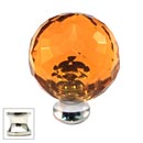 Cal Crystal [M30-AMBER-US14] Crystal Cabinet Knob - Amber - Cut Globe - Medium - Polished Nickel Stem - 1 3/16" Dia.