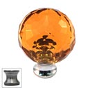 Cal Crystal [M30-AMBER-US15A] Crystal Cabinet Knob - Amber - Cut Globe - Medium - Pewter Stem - 1 3/16" Dia.
