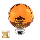 Cal Crystal [M30-AMBER-US4] Crystal Cabinet Knob - Amber - Cut Globe - Medium - Satin Brass Stem - 1 3/16&quot; Dia.