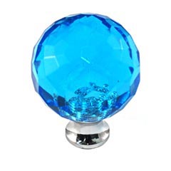 Cal Crystal [M30-AQUA-US10B] Crystal Cabinet Knob - Aqua - Cut Globe - Medium - Oil Rubbed Bronze Stem - 1 3/16" Dia.