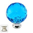 Cal Crystal [M30-AQUA-US15] Crystal Cabinet Knob - Aqua - Cut Globe - Medium - Satin Nickel Stem - 1 3/16" Dia.