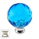 Cal Crystal [M30-AQUA-US15] Crystal Cabinet Knob - Aqua - Cut Globe - Medium - Satin Nickel Stem - 1 3/16&quot; Dia.