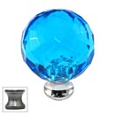 Cal Crystal [M30-AQUA-US15A] Crystal Cabinet Knob - Aqua - Cut Globe - Medium - Pewter Stem - 1 3/16" Dia.
