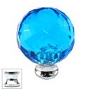 Cal Crystal [M30-AQUA-US26] Crystal Cabinet Knob - Aqua - Cut Globe - Medium - Polished Chrome Stem - 1 3/16" Dia.