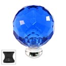 Cal Crystal [M30-BLUE-US10B] Crystal Cabinet Knob - Blue - Cut Globe - Medium - Oil Rubbed Bronze Stem - 1 3/16" Dia.