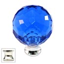 Cal Crystal [M30-BLUE-US14] Crystal Cabinet Knob - Blue - Cut Globe - Medium - Polished Nickel Stem - 1 3/16&quot; Dia.