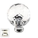 Cal Crystal [M30-US14] Crystal Cabinet Knob - Clear - Cut Globe - Medium - Polished Nickel Stem - 1 3/16&quot; Dia.