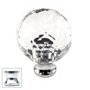 Cal Crystal [M30-US26] Crystal Cabinet Knob - Clear - Cut Globe - Medium - Polished Chrome Stem - 1 3/16" Dia.