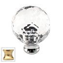Cal Crystal [M30-US3] Crystal Cabinet Knob - Clear - Cut Globe - Medium - Polished Brass Stem - 1 3/16&quot; Dia.