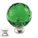 Cal Crystal [M30-GREEN-US15] Crystal Cabinet Knob - Green - Cut Globe - Medium - Satin Nickel Stem - 1 3/16" Dia.