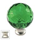 Cal Crystal [M30-GREEN-US15] Crystal Cabinet Knob - Green - Cut Globe - Medium - Satin Nickel Stem - 1 3/16&quot; Dia.