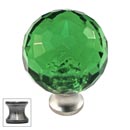 Cal Crystal [M30-GREEN-US15A] Crystal Cabinet Knob - Green - Cut Globe - Medium - Pewter Stem - 1 3/16" Dia.