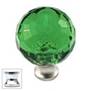 Cal Crystal [M30-GREEN-US26] Crystal Cabinet Knob - Green - Cut Globe - Medium - Polished Chrome Stem - 1 3/16" Dia.