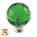 Cal Crystal [M30-GREEN-US3] Crystal Cabinet Knob - Green - Cut Globe - Medium - Polished Brass Stem - 1 3/16" Dia.