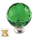 Cal Crystal [M30-GREEN-US4] Crystal Cabinet Knob - Green - Cut Globe - Medium - Satin Brass Stem - 1 3/16" Dia.