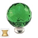 Cal Crystal [M30-GREEN-US4] Crystal Cabinet Knob - Green - Cut Globe - Medium - Satin Brass Stem - 1 3/16" Dia.