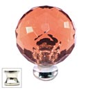 Cal Crystal [M30-PINK-US14] Crystal Cabinet Knob - Pink - Cut Globe - Medium - Polished Nickel Stem - 1 3/16&quot; Dia.