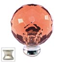 Cal Crystal [M30-PINK-US15] Crystal Cabinet Knob - Pink - Cut Globe - Medium - Satin Nickel Stem - 1 3/16&quot; Dia.