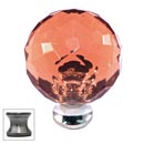 Cal Crystal [M30-PINK-US15A] Crystal Cabinet Knob - Pink - Cut Globe - Medium - Pewter Stem - 1 3/16" Dia.