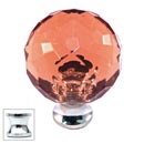 Cal Crystal [M30-PINK-US26] Crystal Cabinet Knob - Pink - Cut Globe - Medium - Polished Chrome Stem - 1 3/16&quot; Dia.