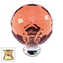 Cal Crystal [M30-PINK-US3] Crystal Cabinet Knob - Pink - Cut Globe - Medium - Polished Brass Stem - 1 3/16" Dia.