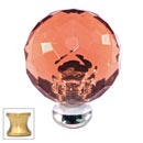 Cal Crystal [M30-PINK-US4] Crystal Cabinet Knob - Pink - Cut Globe - Medium - Satin Brass Stem - 1 3/16" Dia.