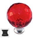 Cal Crystal [M30-RED-US10B] Crystal Cabinet Knob - Red - Cut Globe - Medium - Oil Rubbed Bronze Stem - 1 3/16&quot; Dia.