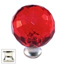 Cal Crystal [M30-RED-US14] Crystal Cabinet Knob - Red - Cut Globe - Medium - Polished Nickel Stem - 1 3/16" Dia.