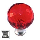Cal Crystal [M30-RED-US15A] Crystal Cabinet Knob - Red - Cut Globe - Medium - Pewter Stem - 1 3/16" Dia.