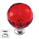 Cal Crystal [M30-RED-US26] Crystal Cabinet Knob - Red - Cut Globe - Medium - Polished Chrome Stem - 1 3/16" Dia.