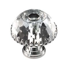 Cal Crystal [M30A-US26] Crystal Cabinet Knob - Clear - Decorative Half Round - Polished Chrome Stem - 1 1/8&quot; Dia.